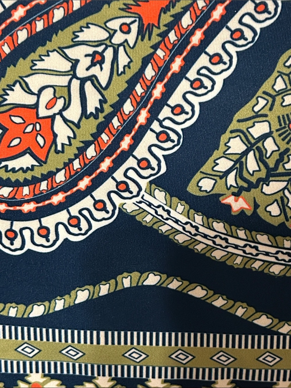 🎼Gretchen Scott Designs so sexy Navy, Coral, Green Paisley park Dress size M NEW - Picture 13 of 13